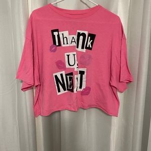 pink "thank you next" cropped tee